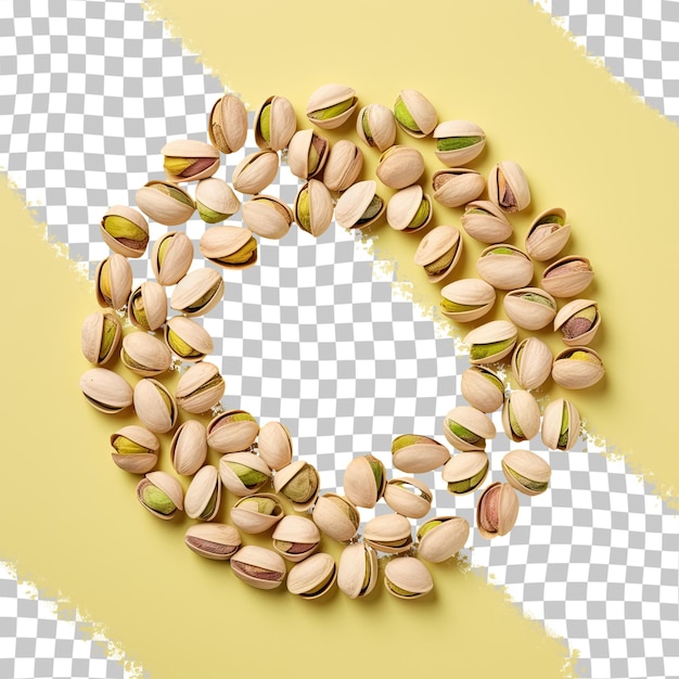 a number of pistachios with a number on a yellow background.