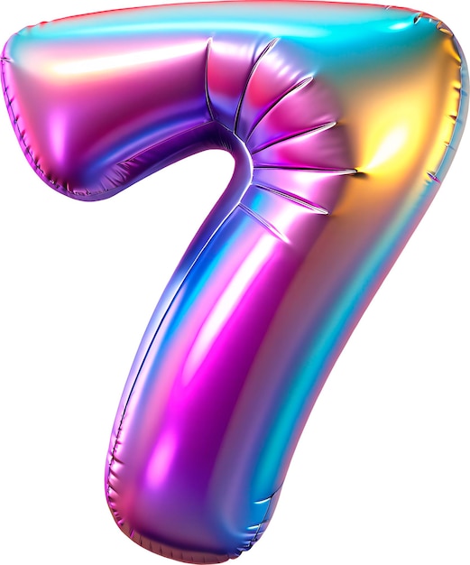 PSD number seven foil holographic birthday party balloon graphic