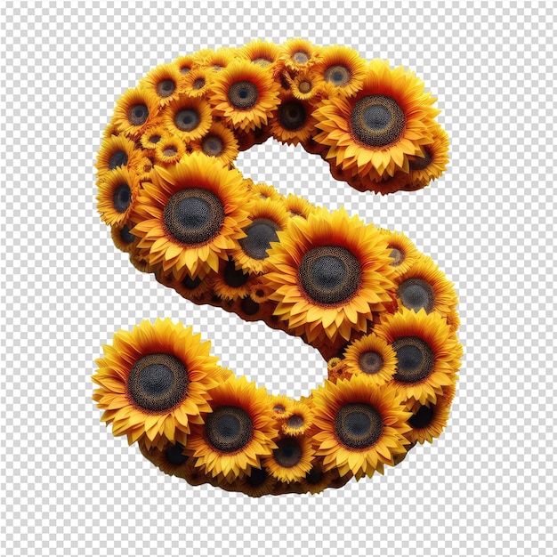 a number of sunflowers with the number 5 on it