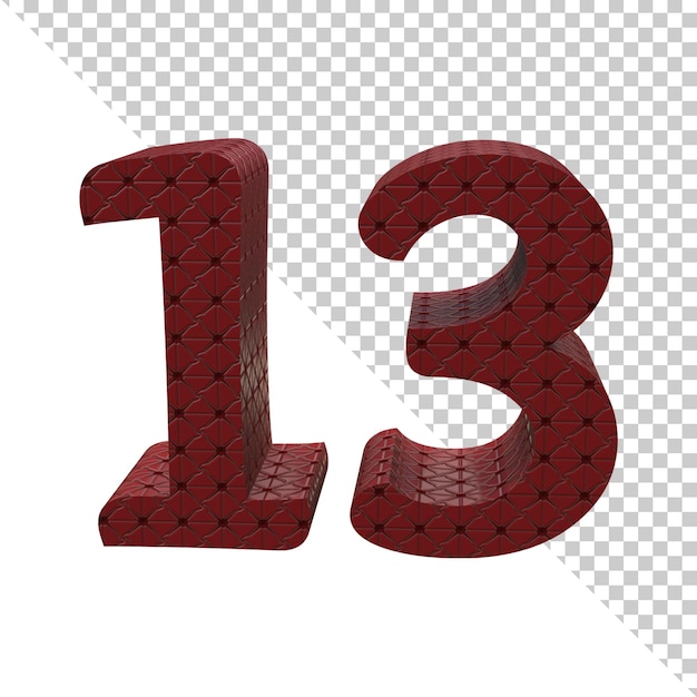 Number Thirteen 3d rendering icon