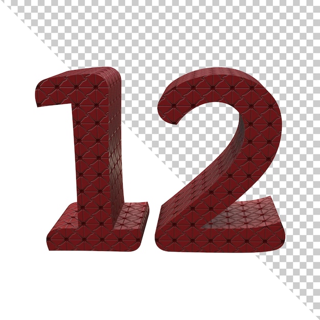 Number Twelve 3d rendering icon