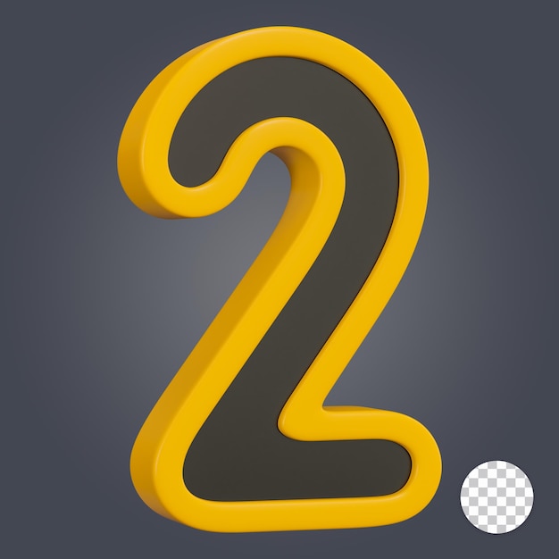 Number two 3d icon