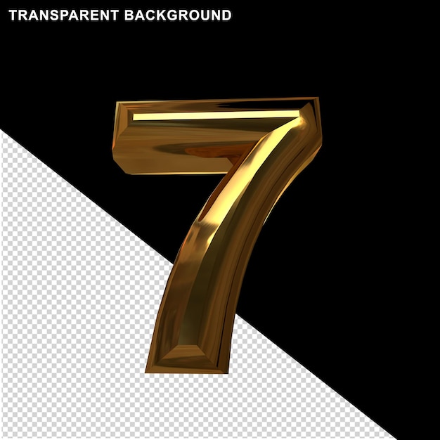 Numbers in gold. 3d number 7