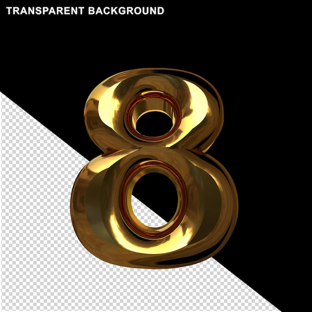 Numbers in gold. 3d number 8