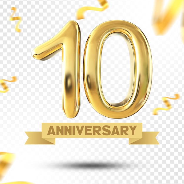 Numer 10 Years Gold Anniversary 3D Template