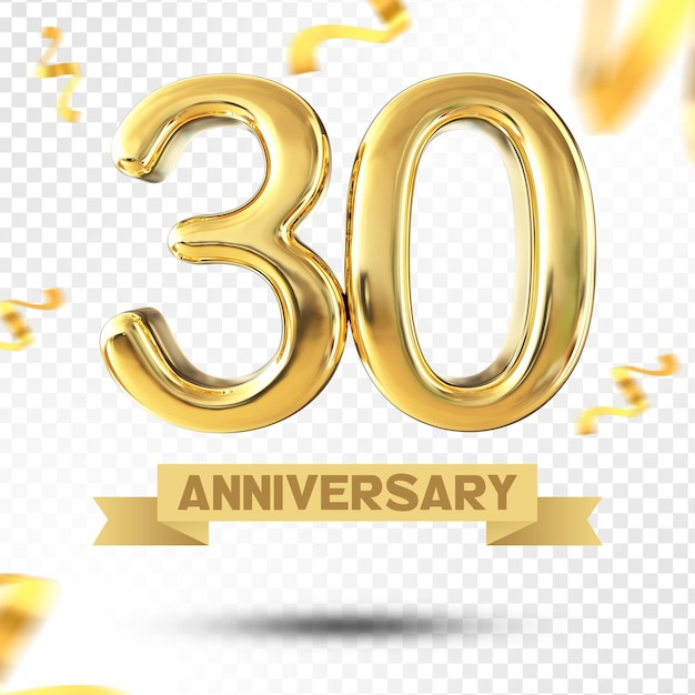 Numer 30 Years Gold Anniversary 3D Template