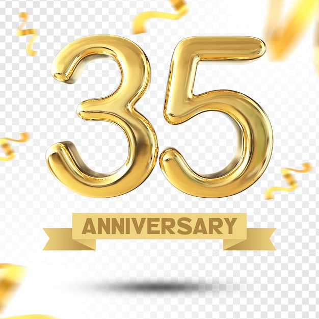 Numer 35 Years Gold Anniversary 3D Template