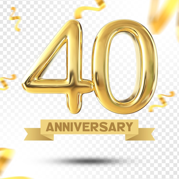 Numer 40 Years Gold Anniversary 3D Template