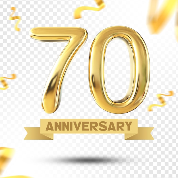 Numer 70 Years Gold Anniversary 3D Template