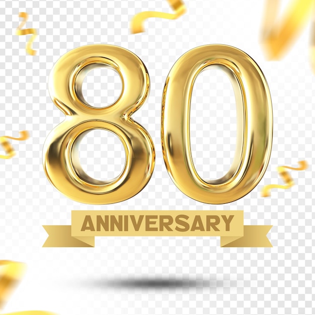 Numer 80 Years Gold Anniversary 3D Template