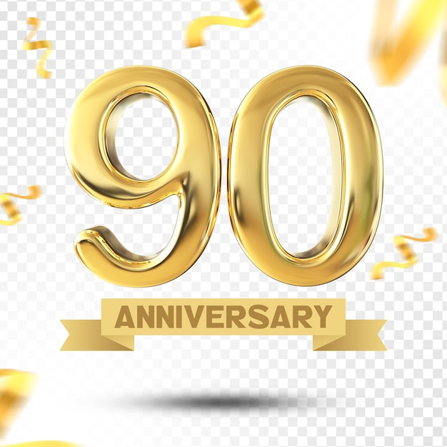 Numer 90 Years Gold Anniversary 3D Template