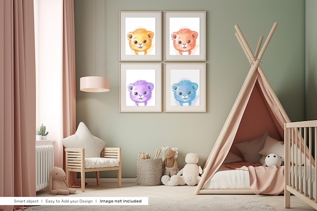 Nursery Frame Mockup Kids Room Frames Mockup Baby Room Frames Mockup Kids Bedroom Frames Mockup