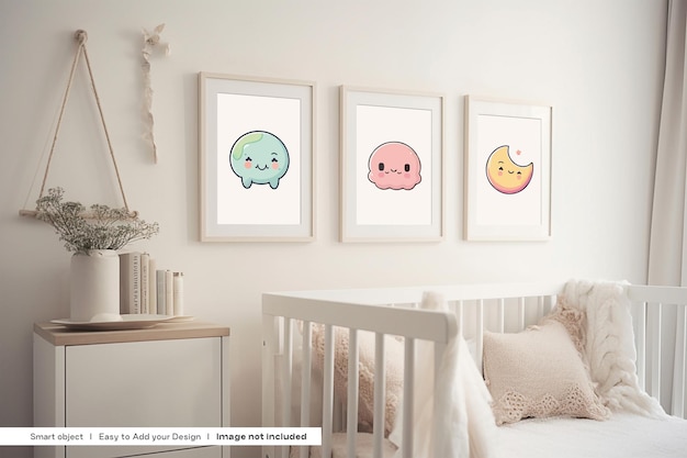 PSD nursery frame mockup kids room frames mockup baby room frames mockup kids bedroom frames mockup