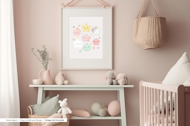 PSD nursery frame mockup kids room frames mockup baby room frames mockup kids bedroom frames mockup