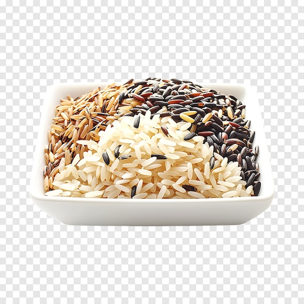 PSD nutritious long grain rice and wild rice mix isolated on a transparent background