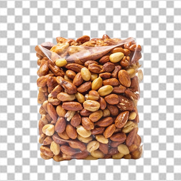 PSD nuts in a vacuum bag on white background