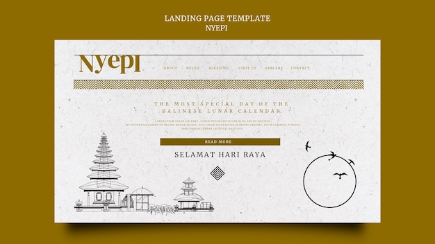 Nyepi flat design landing page template