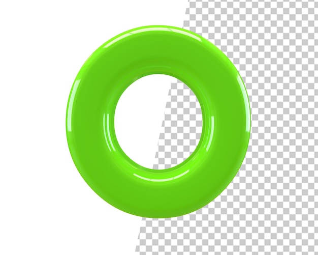 o letter green text 3d render