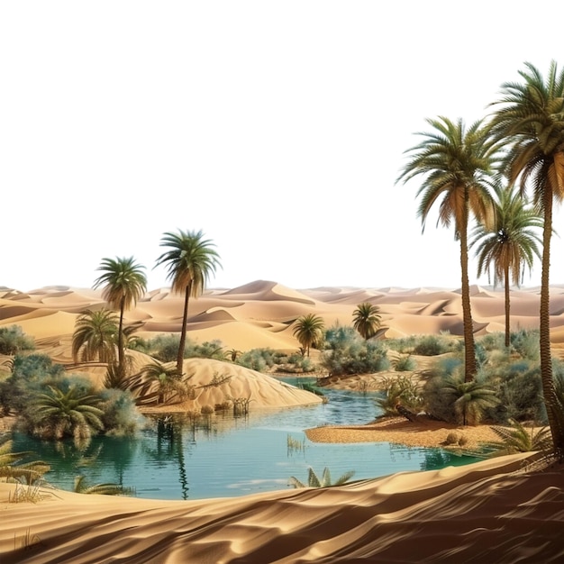 PSD oasis in the sand dunes of the sahara desert