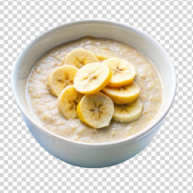 Oatmeal banana cream and maple syrup on transparent background