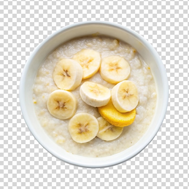 Oatmeal banana cream and maple syrup on transparent background