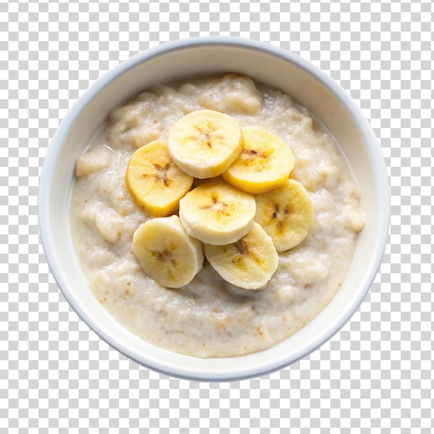 Oatmeal banana cream and maple syrup on transparent background