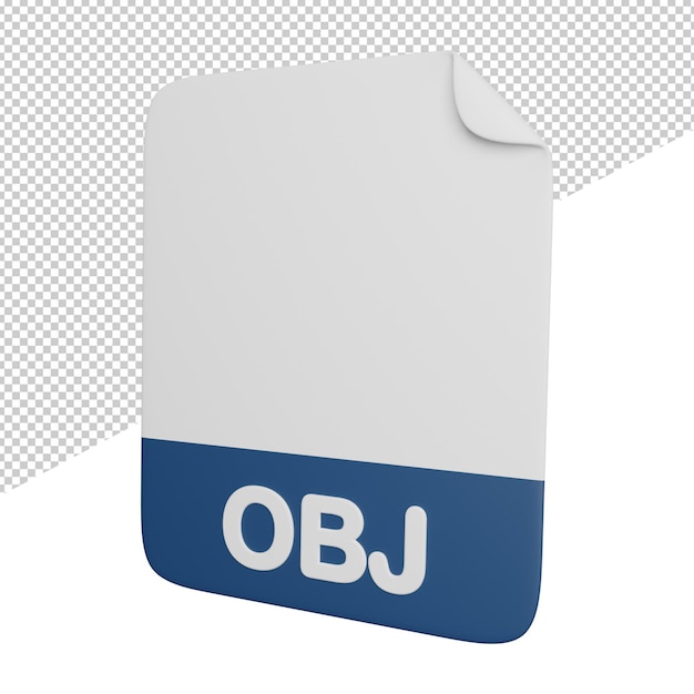 OBJ document file side view 3d rendering icon illustration on transparent background