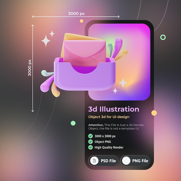 Object Element UI inbox mail 3d illustration