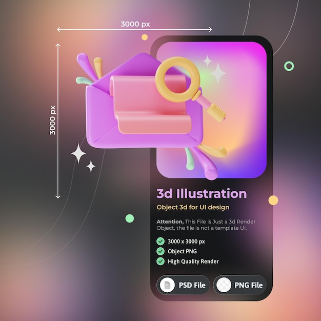 Object Element UI Search mail 3d illustration