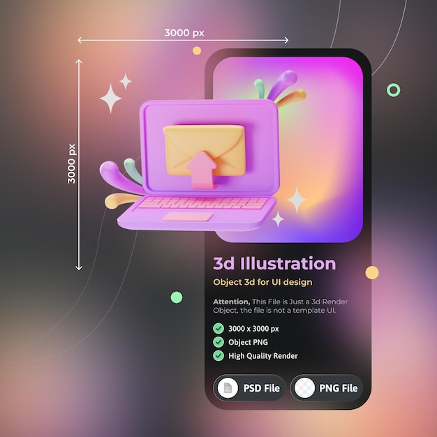 Object Element UI Send mail 3d illustration