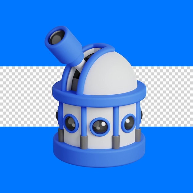 Observatory telescope space in blue and white color 3d rendering icon