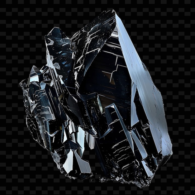 Obsidian Crystal Piece With Jagged Irregular Shape Black Col Gradient Object on Dark Background