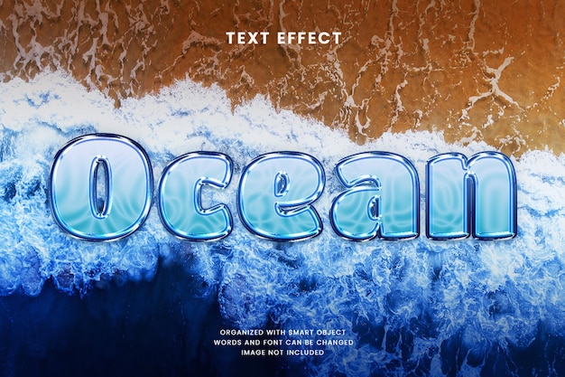 Ocean 3d cartoon text effect template