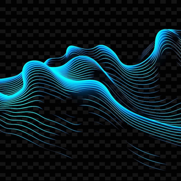 Ocean Deep Blue Ripple Neon Lines Coral Ripple Neon Line Sha PNG Y2K Shapes Transparent Light Arts