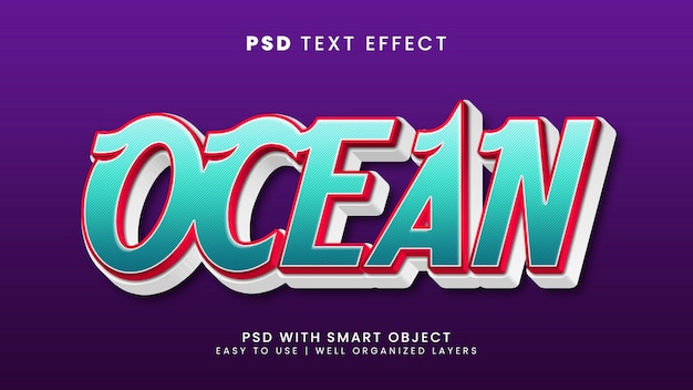 Ocean text effect psd editable template