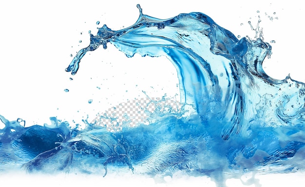 Ocean waves splash water in transparent background