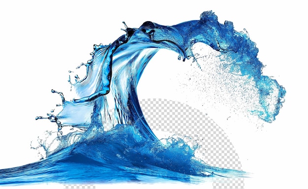 Ocean waves splash water in transparent background