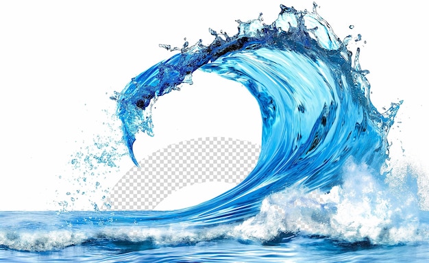 Ocean waves splash water in transparent background