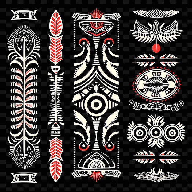 PSD oceanic with abstract shapes borderline design decorated wit png unique stylized motifs designs