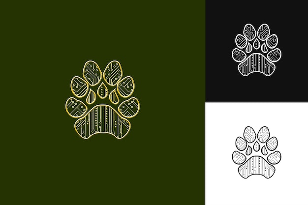 Ocelot Paw Print With Bird of Paradise Petals and Simplify D Creative Illustration Vector Design