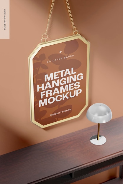 Octagonal Metal Hanging Frame Mockup, High Angle View