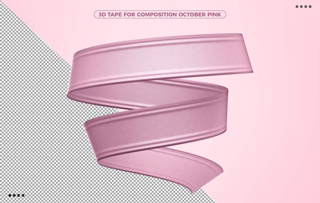 PSD october pink 3d ribbon for campaign