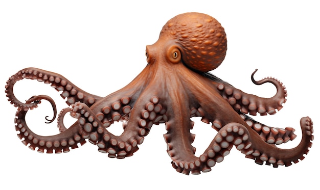 Octopus isolated on a transparent background Clipping path included 3D illustration