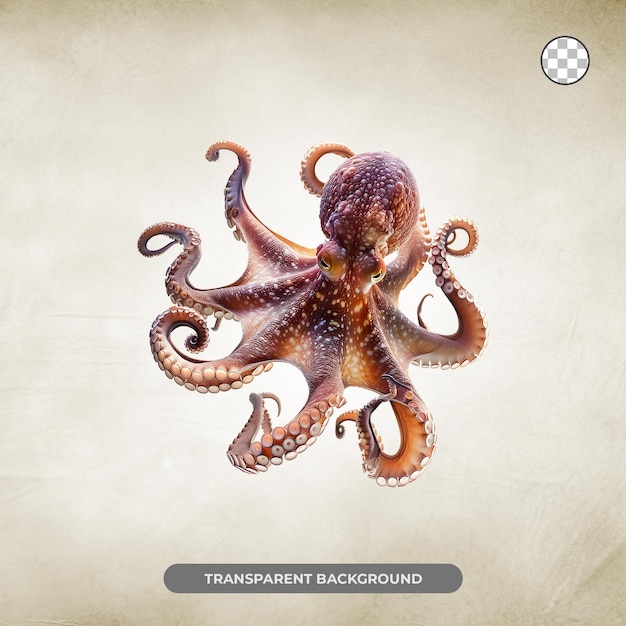 PSD octopus isolated on transparent background