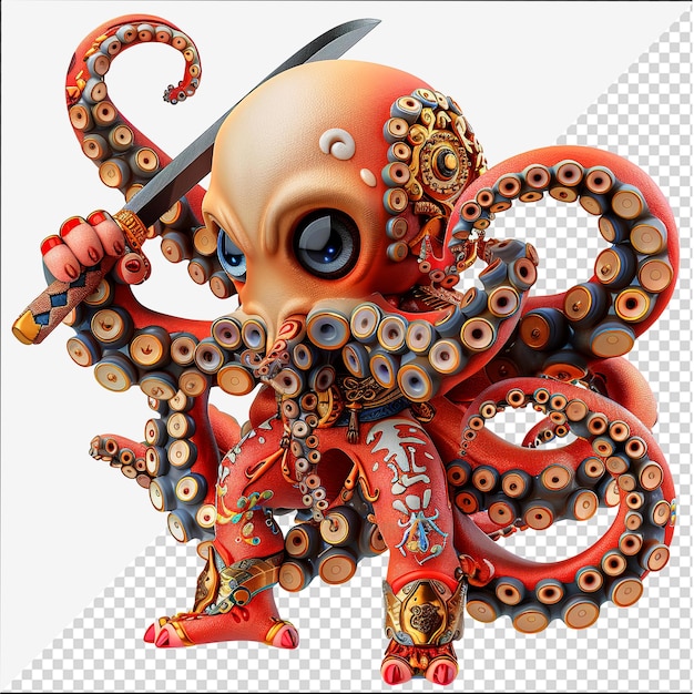 Octopus Samurai cartoon design Octopus Samurai Warrior Wielding Katana Sword cartoon