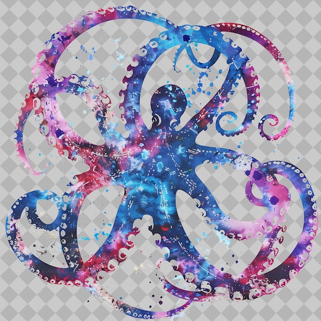 PSD octopus in a spiral silhouette underwater seascape showcas png watercolor animal designs