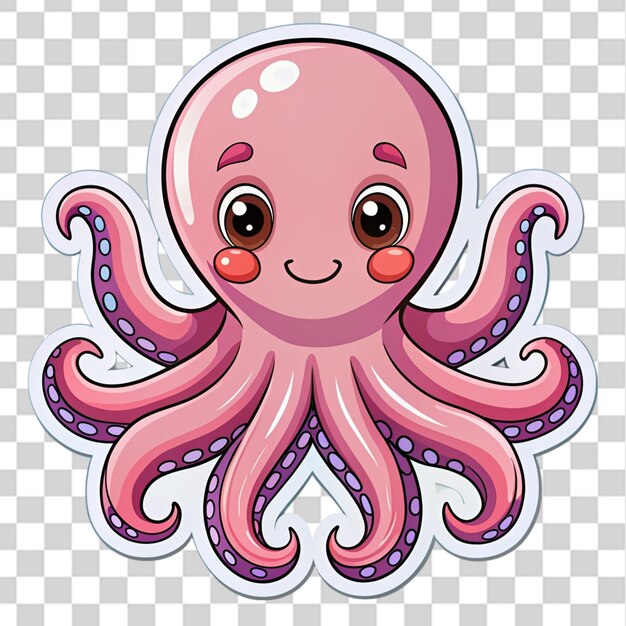 PSD octopus sticker for baby isolated on transparent background