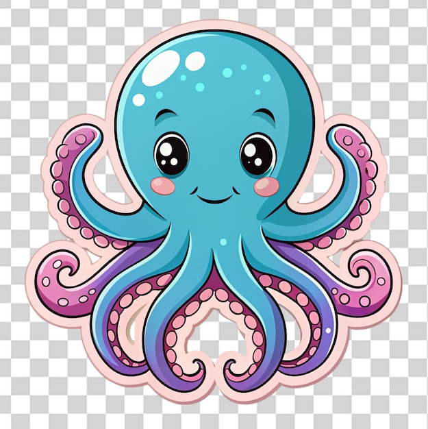 PSD octopus sticker for baby isolated on transparent background