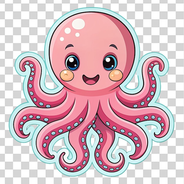 PSD octopus sticker for baby isolated on transparent background