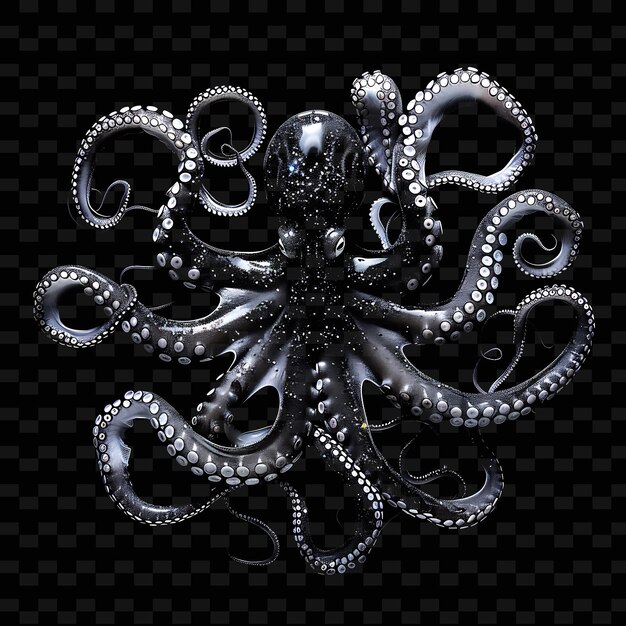 PSD an octopus with a black background and a black background